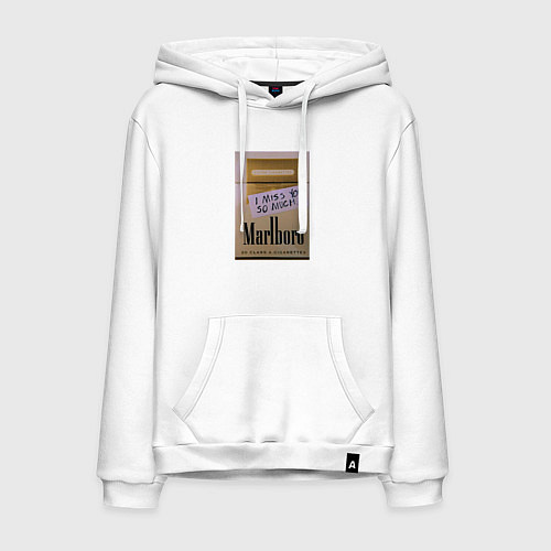 Мужская толстовка-худи I miss you - Мальборо голд / Белый – фото 1