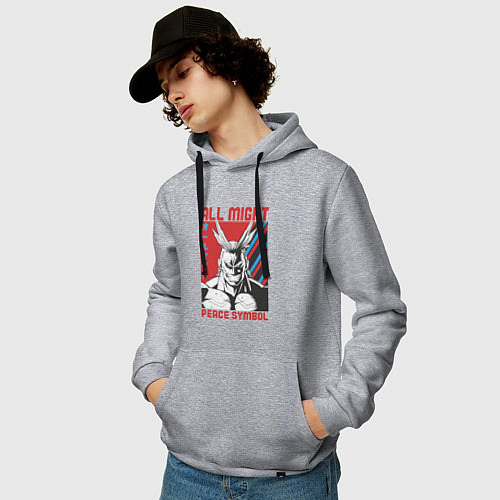 Мужская толстовка-худи Моя геройская академия All Might pease symbol / Меланж – фото 3
