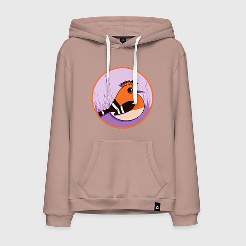 Мужская толстовка-худи Птица Удод с ирокезом / Пыльно-розовый – фото 1