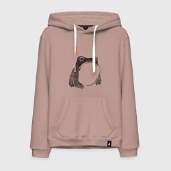 Толстовка-худи хлопковая мужская Жаба - Мацумото Ходжи, цвет: пыльно-розовый