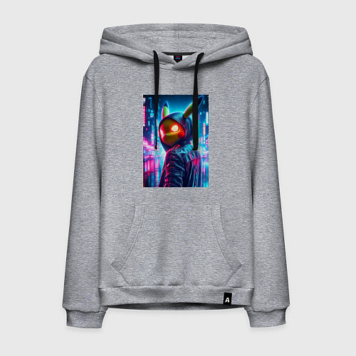 Мужская толстовка-худи Крутой Пикачу в модном прикиде - нейроарт / Меланж – фото 1
