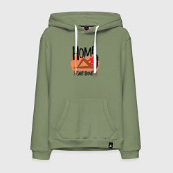 Толстовка-худи хлопковая мужская Девушка дома, цвет: авокадо