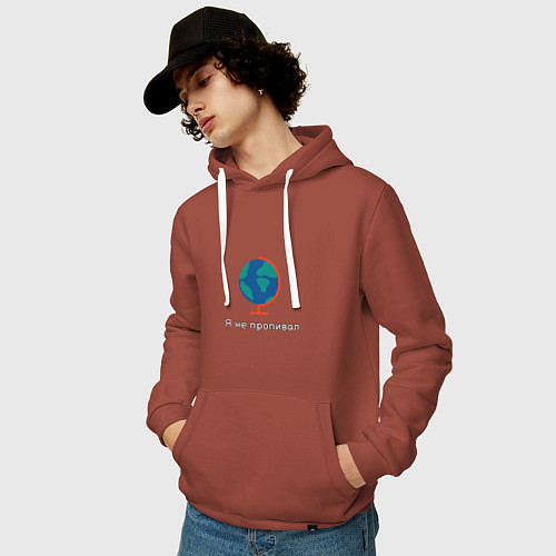 Мужская толстовка-худи Учитель географ глобус не пропил / Кирпичный – фото 3