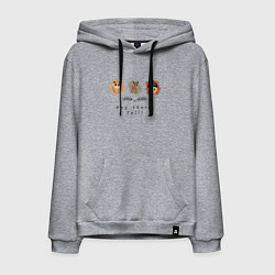 Толстовка-худи хлопковая мужская Лесные друзья - сова, олень, желудь, цвет: меланж