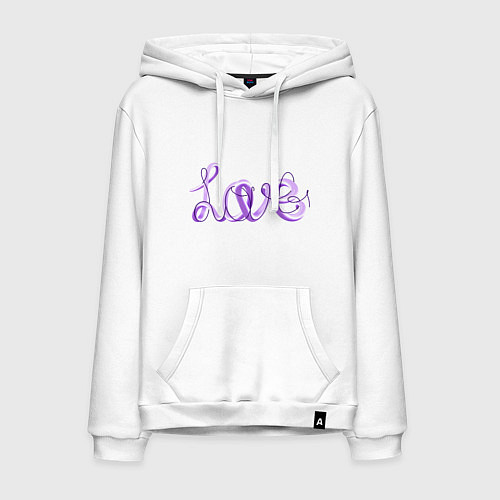 Мужская толстовка-худи Love написанный от руки с линиями вокруг / Белый – фото 1
