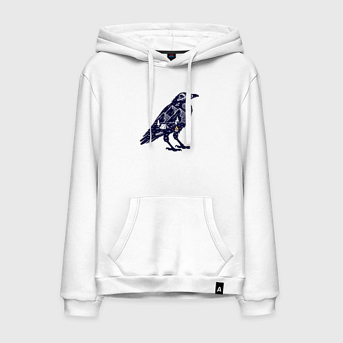Мужская толстовка-худи Ворон путешественник / Белый – фото 1