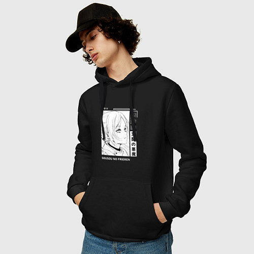 Мужская толстовка-худи Взгляд Фрирен - Sousou no Frieren / Черный – фото 3