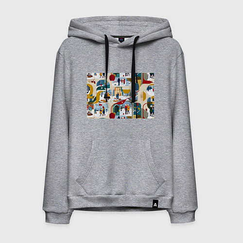 Мужская толстовка-худи Русская зима зарисовки / Меланж – фото 1