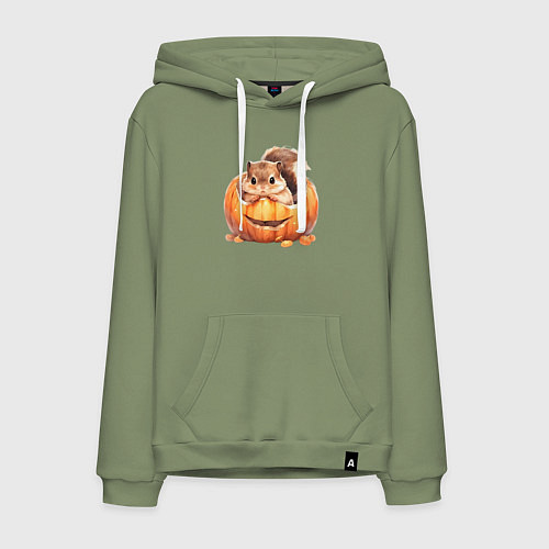 Мужская толстовка-худи Белка в тыкве / Авокадо – фото 1