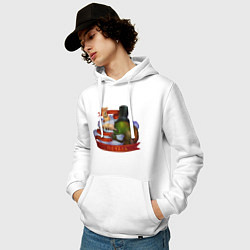 Толстовка-худи хлопковая мужская Мудрость и Печаль - Сэр Троглодит, цвет: белый — фото 2