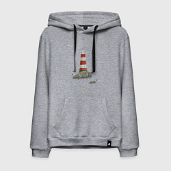 Мужская толстовка-худи Маяк и чайки на берегу моря