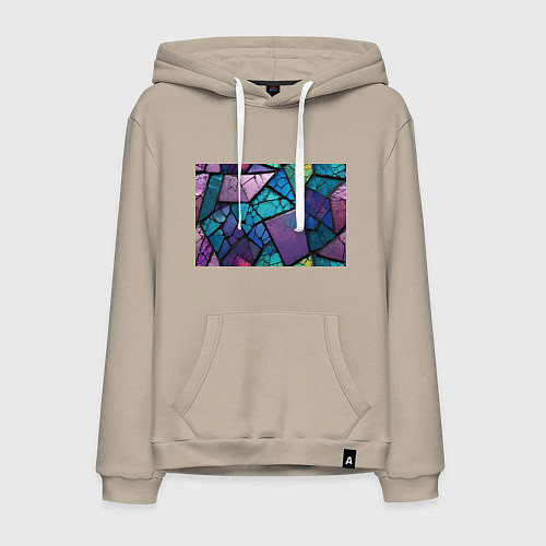 Мужская толстовка-худи Цветное стекло абстракция / Миндальный – фото 1