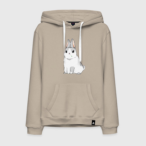 Мужская толстовка-худи Кролик жует траву / Миндальный – фото 1