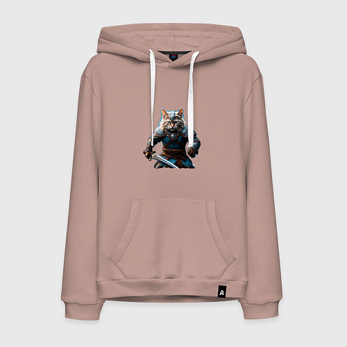 Мужская толстовка-худи Кот викинг / Пыльно-розовый – фото 1