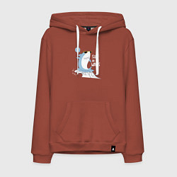 Толстовка-худи хлопковая мужская Акула на волнах, цвет: кирпичный