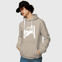 Толстовка-худи хлопковая мужская Толстовка Street Workout - Выход Силой White, цвет: миндальный — фото 2