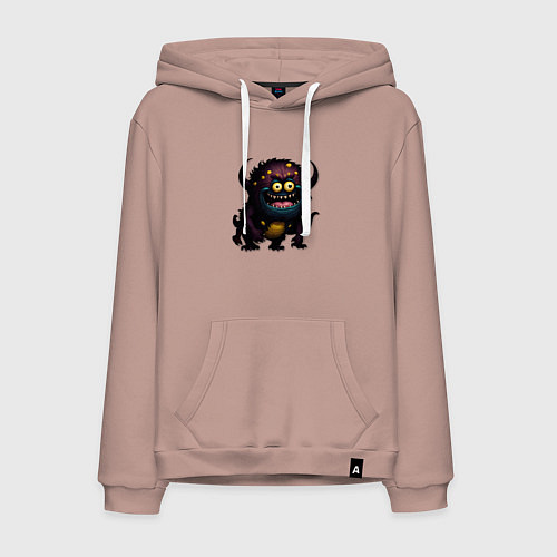 Мужская толстовка-худи Страшный черный монстрик / Пыльно-розовый – фото 1