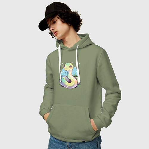 Мужская толстовка-худи Милая зелёная змейка / Авокадо – фото 3