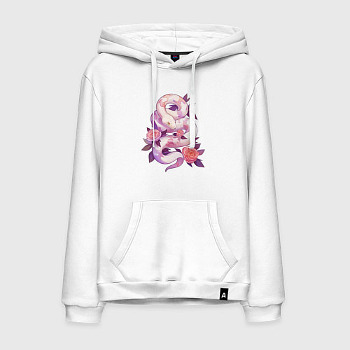 Мужская толстовка-худи Классная змея в розах / Белый – фото 1