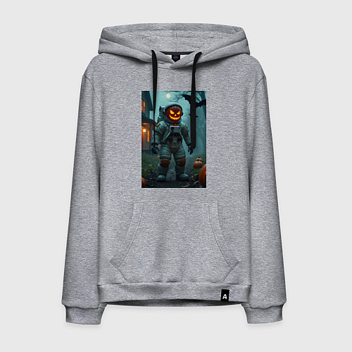 Мужская толстовка-худи Тыква Джек космонавт / Меланж – фото 1