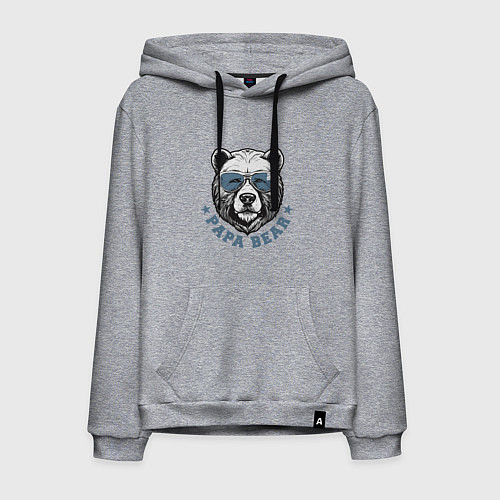 Мужская толстовка-худи Папа медведь в очках / Меланж – фото 1