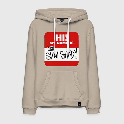 Мужская толстовка-худи Eminem - slim shady sticker / Миндальный – фото 1