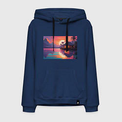 Мужская толстовка-худи Летний домик пальмы закат