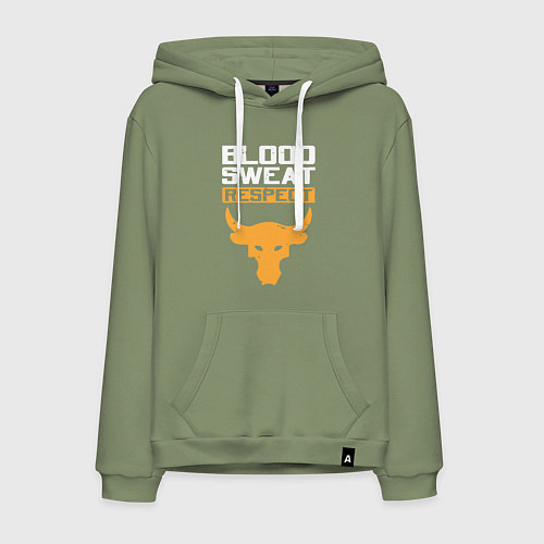 Мужская толстовка-худи Blood sweet respect logo / Авокадо – фото 1