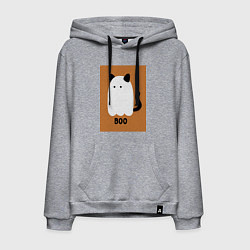 Толстовка-худи хлопковая мужская Котик-призрак на хэллоуин, цвет: меланж
