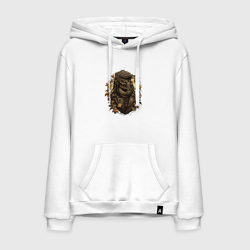 Мужская толстовка-худи Осенний хищник в кепке / Белый – фото 1