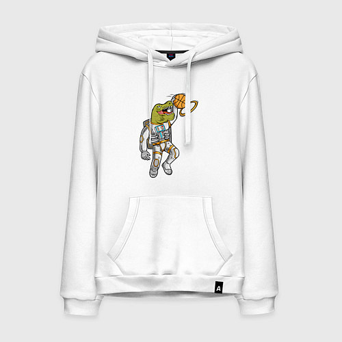 Мужская толстовка-худи Динозавр баскетболист / Белый – фото 1