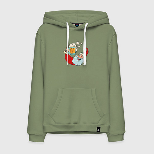 Мужская толстовка-худи Санта с пивасиком / Авокадо – фото 1