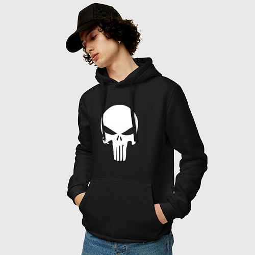 Мужская толстовка-худи Punisher logo / Черный – фото 3
