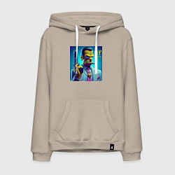 Толстовка-худи хлопковая мужская Homer Simpson - godfather of the mafia, цвет: миндальный