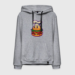 Толстовка-худи хлопковая мужская Бургер повар, цвет: меланж