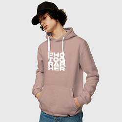 Толстовка-худи хлопковая мужская Фотограф арт, цвет: пыльно-розовый — фото 2