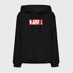 Толстовка-худи хлопковая мужская Marvel logo, цвет: черный