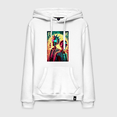 Мужская толстовка-худи Rick and Morty cool skeletons / Белый – фото 1