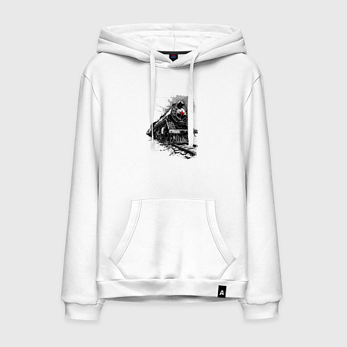 Мужская толстовка-худи Паровоз со пятиконечной звездой / Белый – фото 1