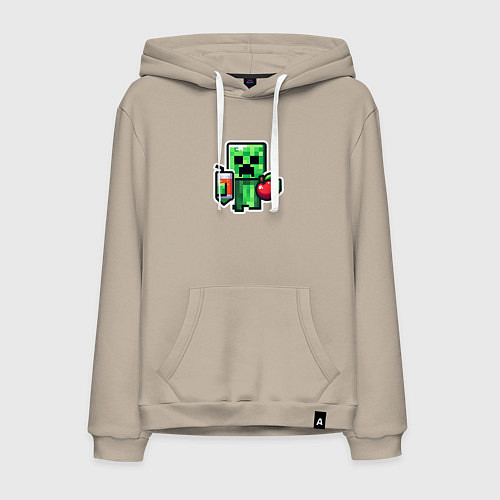 Мужская толстовка-худи Minecraft крипер с маком / Миндальный – фото 1