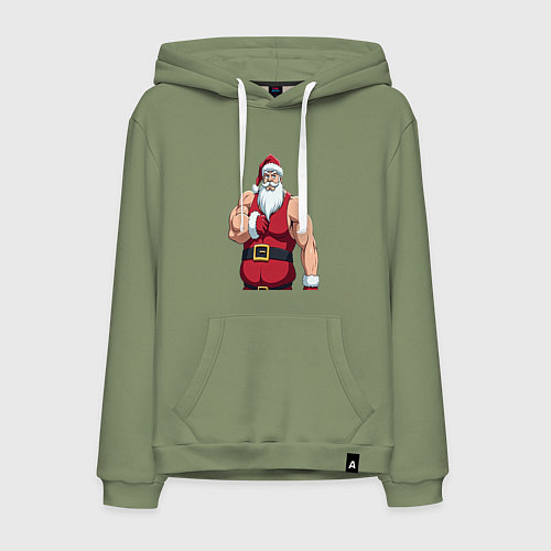 Мужская толстовка-худи Качок дед мороз / Авокадо – фото 1