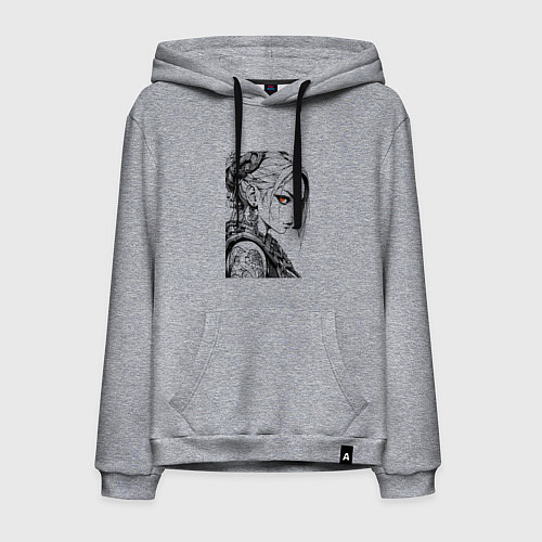 Мужская толстовка-худи Девушка с алыми глазами / Меланж – фото 1