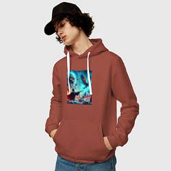 Толстовка-худи хлопковая мужская Harry Potter and owl - ai art fantasy, цвет: кирпичный — фото 2