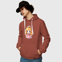 Толстовка-худи хлопковая мужская Маленькая принцесса Пич, цвет: кирпичный — фото 2