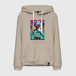 Толстовка-худи хлопковая мужская Рик подарил Морти автомобиль - нейроарт, цвет: миндальный