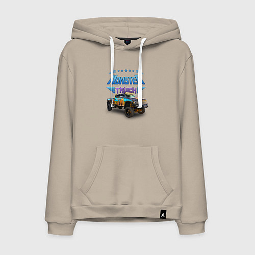 Мужская толстовка-худи Monster truck / Миндальный – фото 1