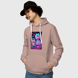 Толстовка-худи хлопковая мужская Рик и Морти - паучок и грибочки, цвет: пыльно-розовый — фото 2