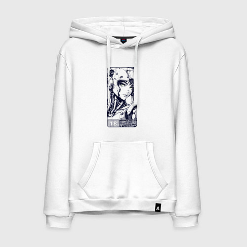 Мужская толстовка-худи Футуристичная кибернетическая девушка / Белый – фото 1