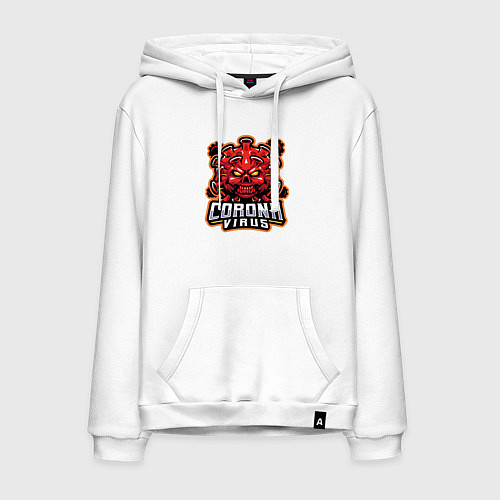 Мужская толстовка-худи Страшный коронавирус / Белый – фото 1