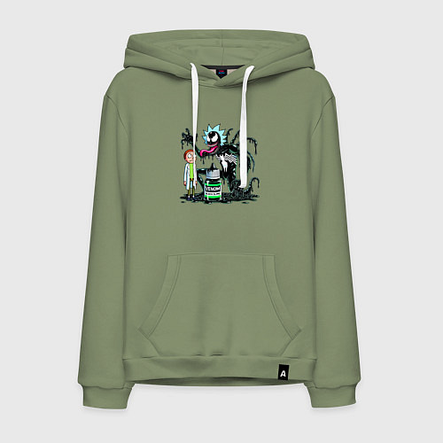 Мужская толстовка-худи Morty and Rick-Venom - ai art fantasy / Авокадо – фото 1